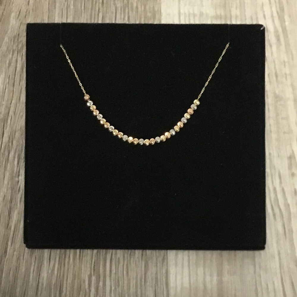 14k yellow/white/rose gold beaded necklace
